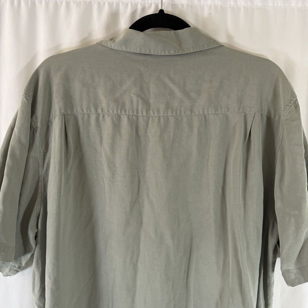 AXIST Silk Blend Shirt Men's XL Green Button Up Short Sleeve Silk Touch Collared - Picture 9 of 10